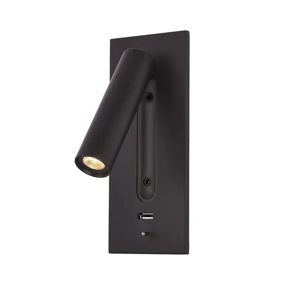 Fuse Minimalist LED Reading Wall Light with USB Charger – Matte Black