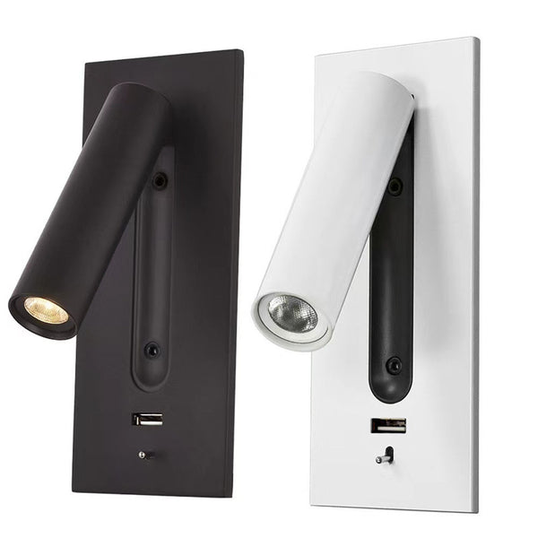 Fuse Minimalist LED Reading Wall Light with USB Charger – Matte Black