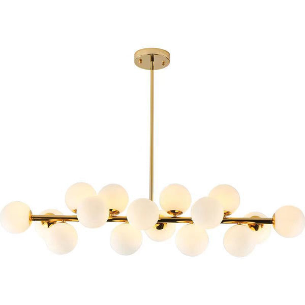 Luna Cluster 15-Globe Linear Chandelier – Modern Opaline Constellation